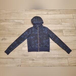 Lululemon women's polyester navy dark blue black camo zip hoodie size 10